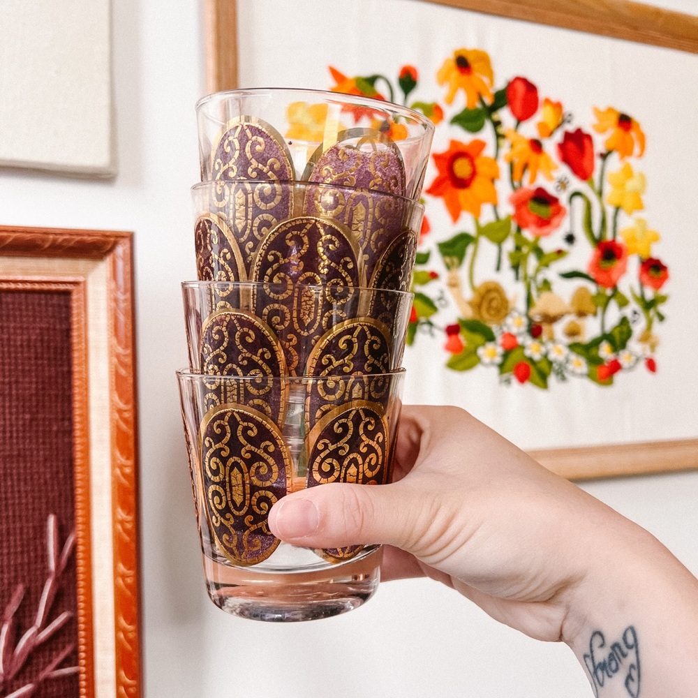 Vintage Purple and Gold Tumblers